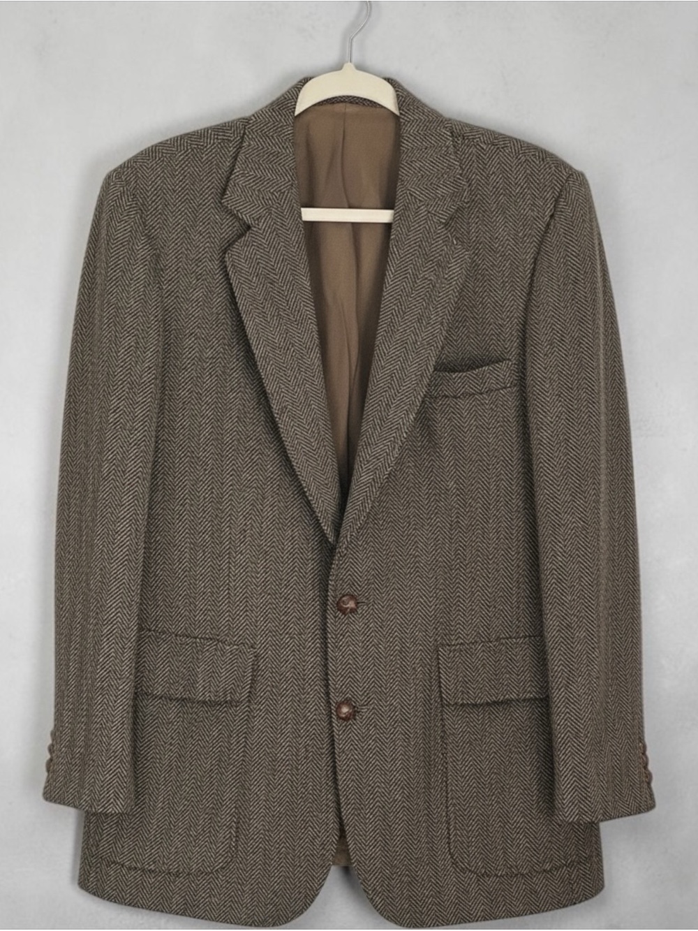 Vintage 70’s Imperial Tweed Blazer 40 Brown Herringbone Wool Jacket